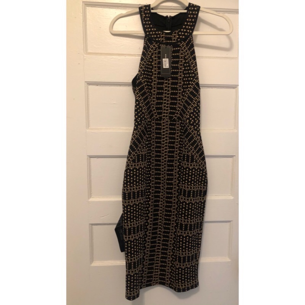 BCBG Max Azria Dress S Tribal Pattern Black & Tan